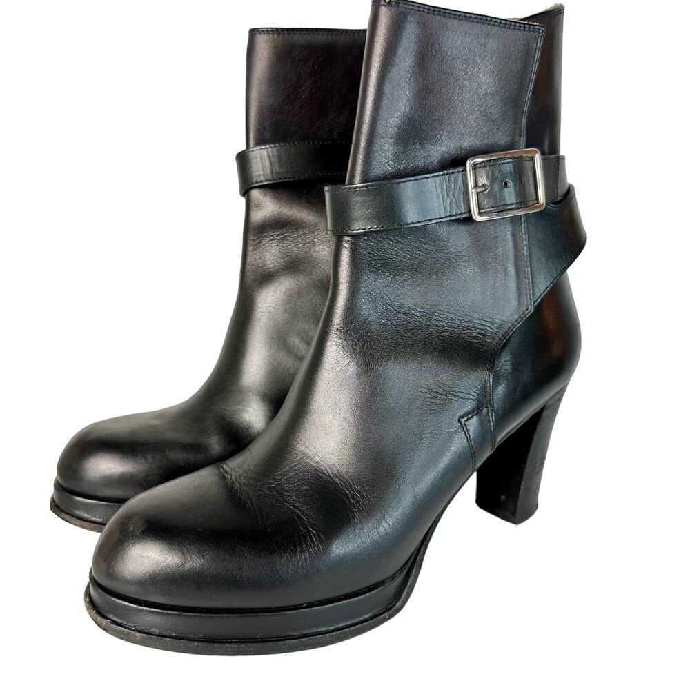 Acne Studios Boots Heel Ankle Booties Leather Buckle Made in Italy Black 38 8